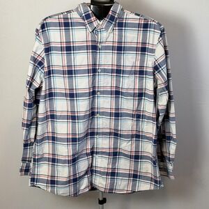 Chaps Shirt Mens XL‎ Blue Plaid Stretch Oxford Button Down Long Sleeve Casual